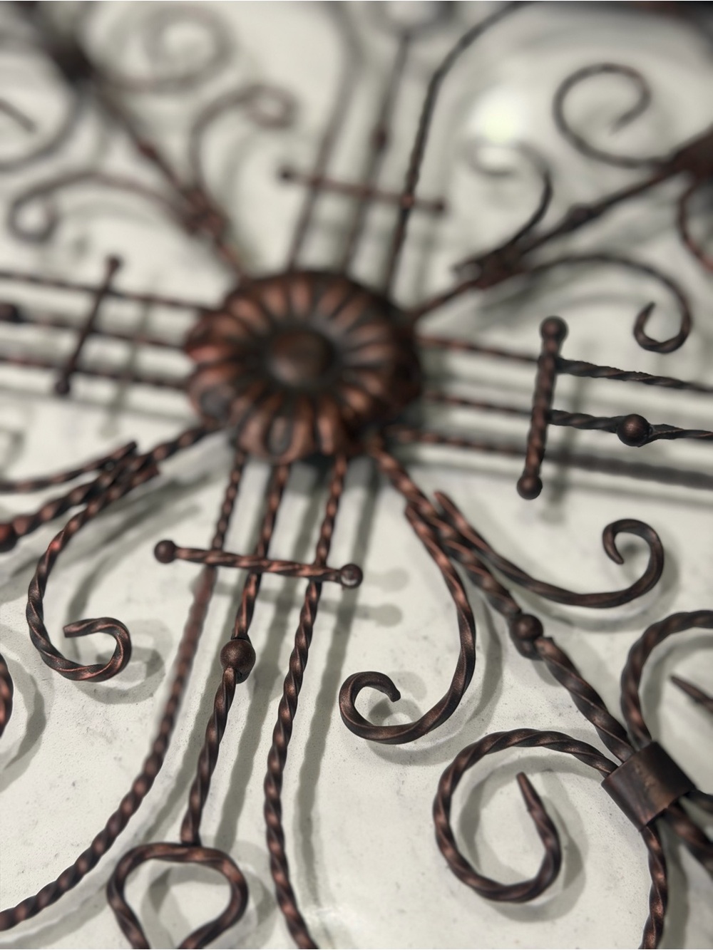 Brown Wrought Iron Wall Art Set - Decorative Scroll Medallions - Picture 4 of 6